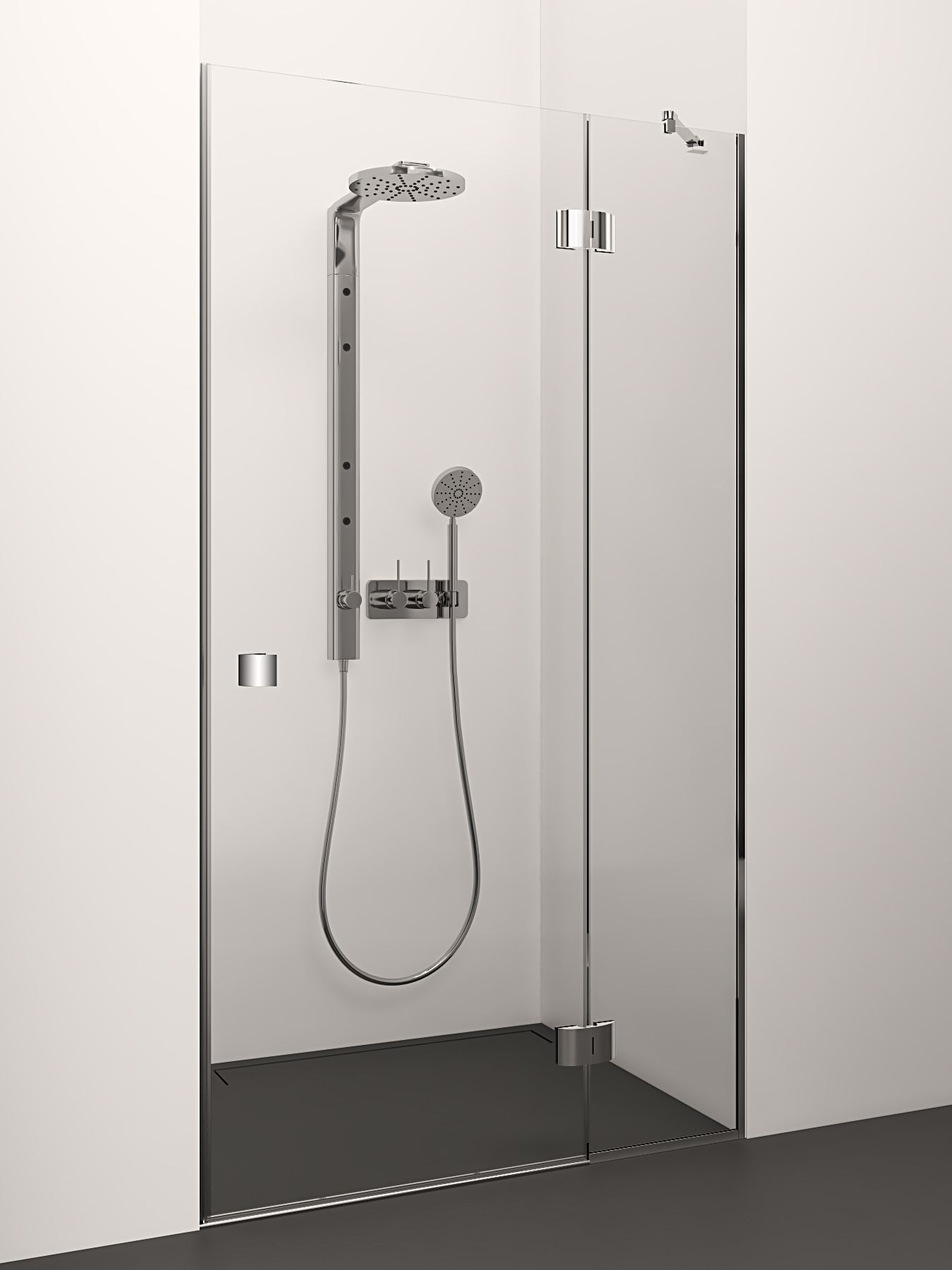 dušas durvis Karin Plus, 1000 mm, h=2000, hroms/caurspīdīgs stikls